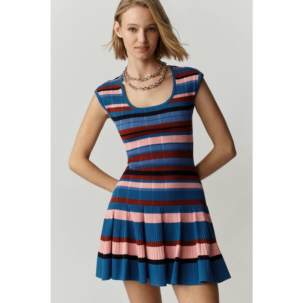 The Beca Ribbed Sweater Fit & Flare Mini Dress by Maeve XL Anthropologie Striped